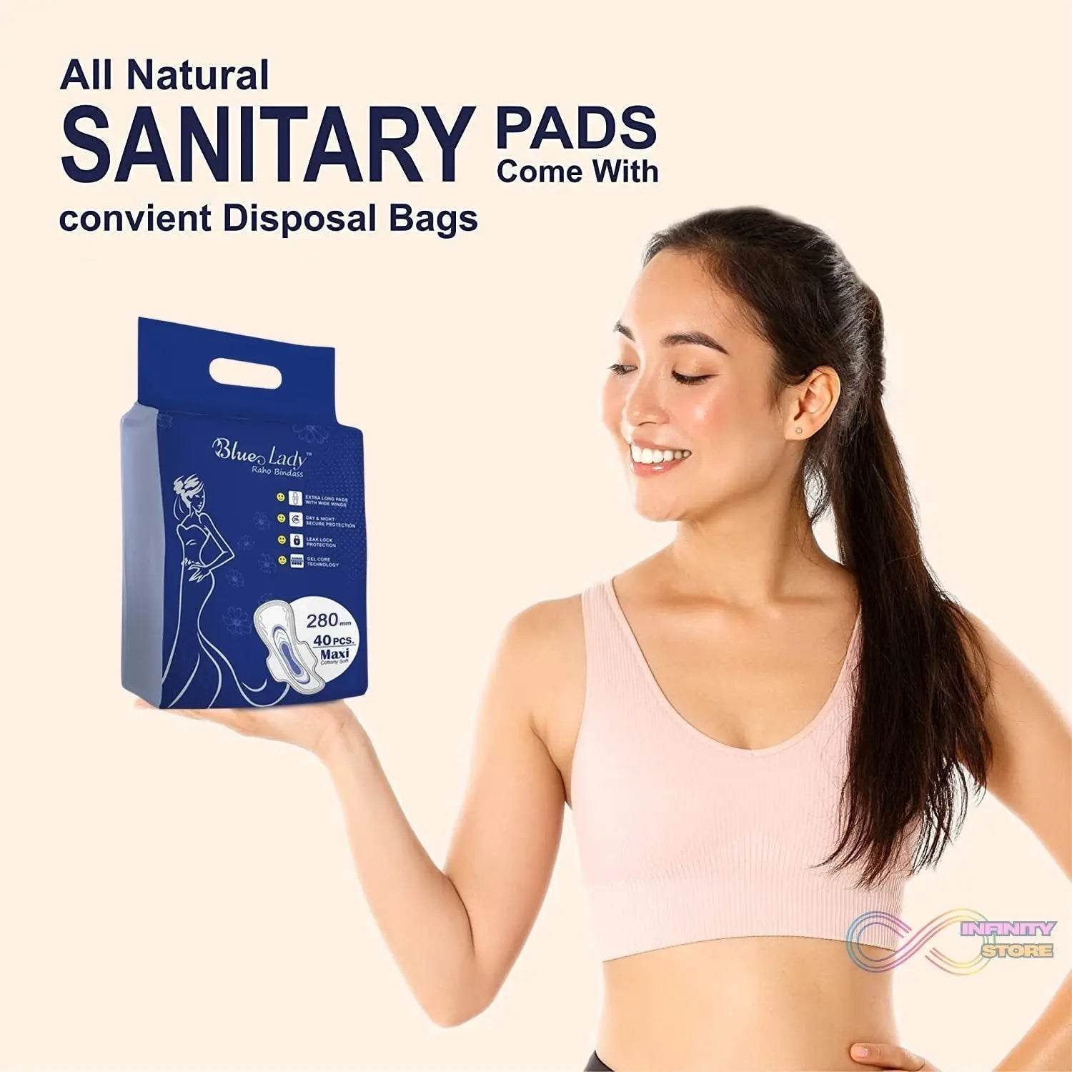 Blue Lady Extra Long Pads With Wides Wings Sanitary Pads – 280 mm, 40-Pack - infinityexculsivestore.com
