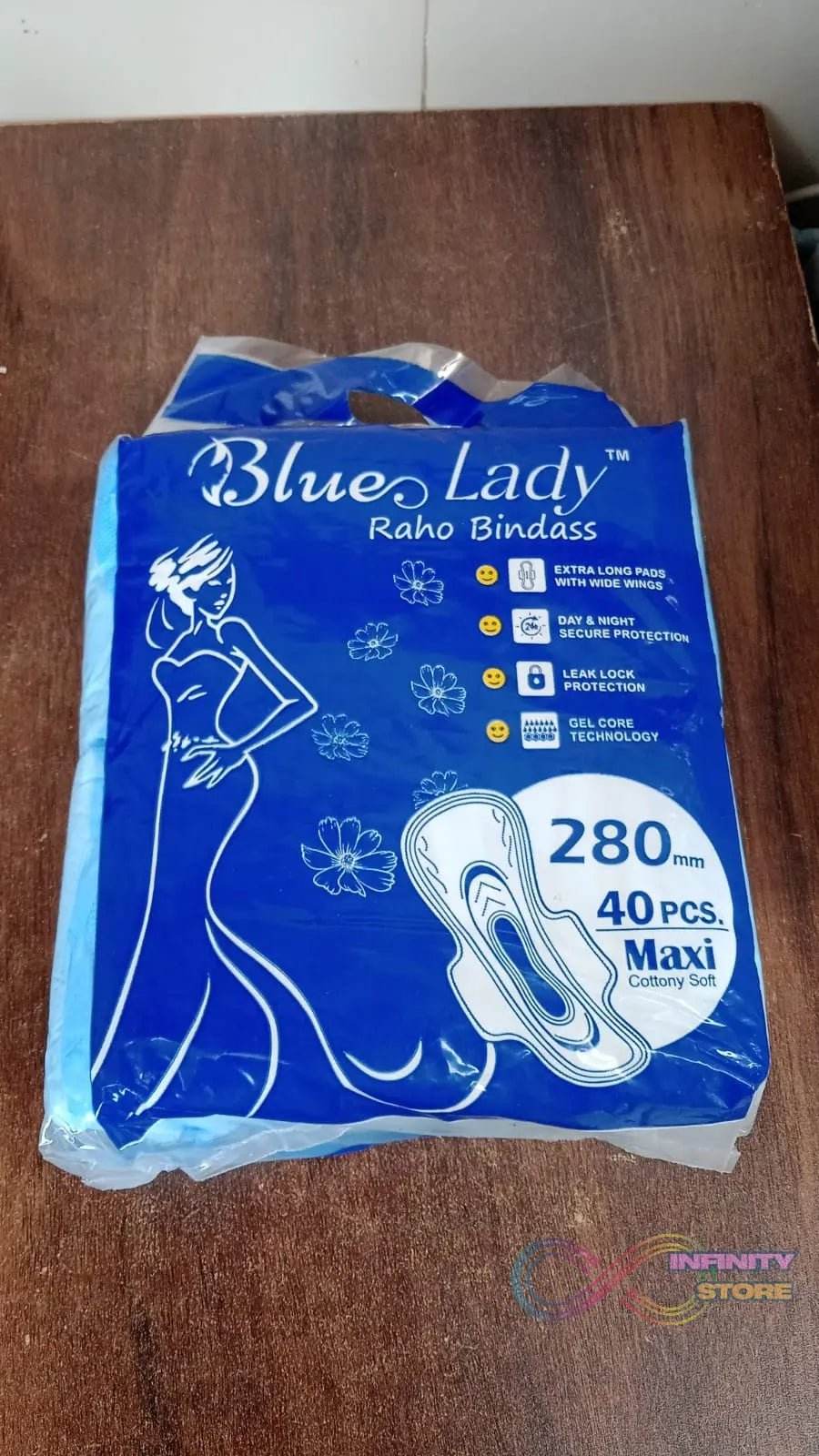 Blue Lady Extra Long Pads With Wides Wings Sanitary Pads – 280 mm, 40-Pack - infinityexculsivestore.com