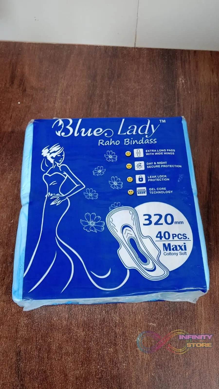 Blue Lady Extra Long Pads With Wides Wings Sanitary Pads – 320 mm, 40-Pack - infinityexculsivestore.com