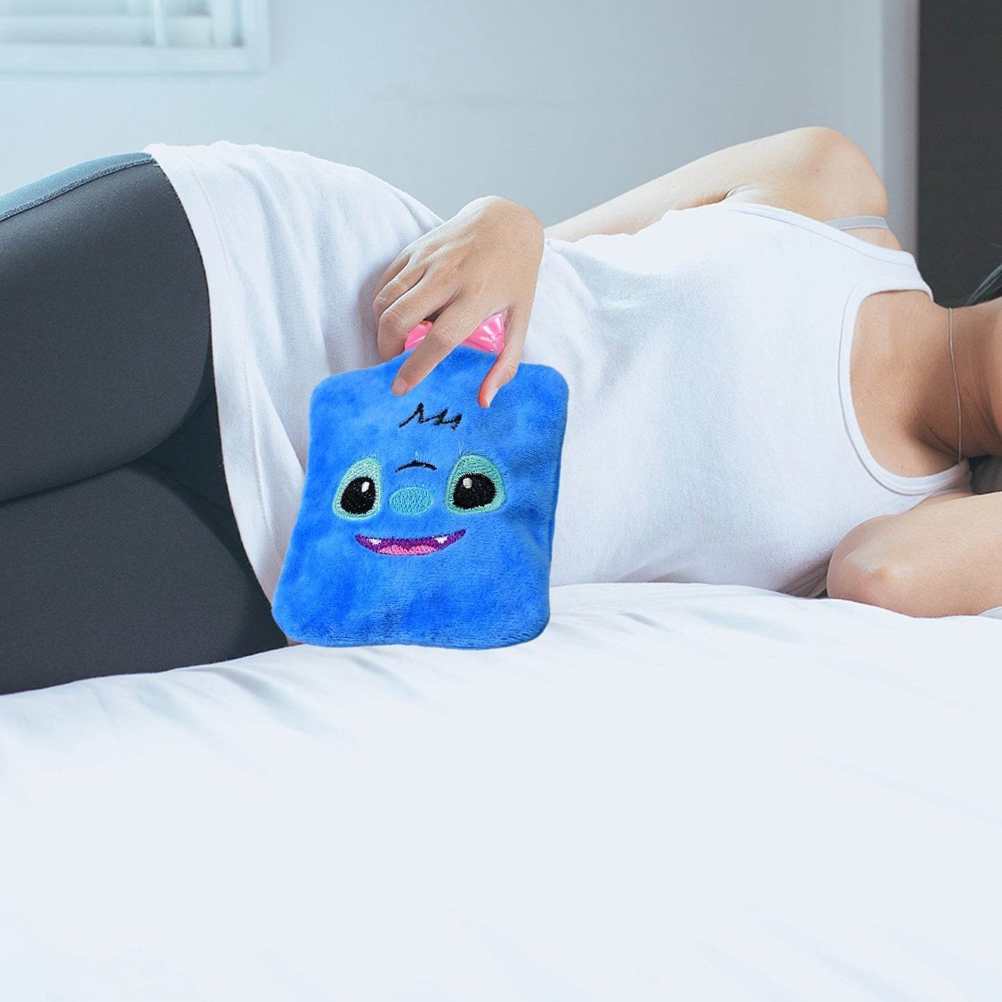 Blue Stitch small Hot Water Bag with Cover for Pain Relief, Neck, Shoulder Pain and Hand, Feet Warmer, Menstrual Cramps. - infinityexculsivestore.com