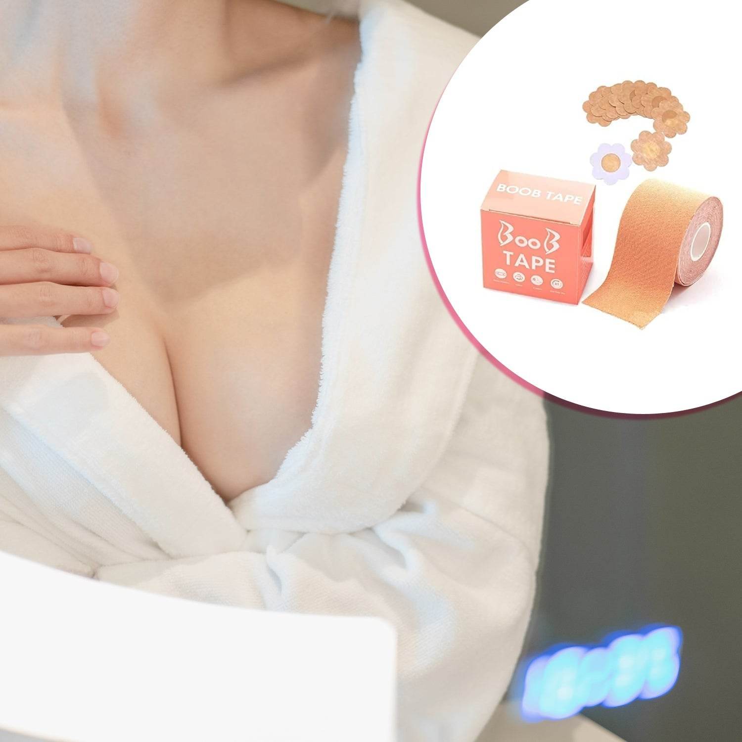 Boob Tape with Nipple Covers: Cotton, Breathable, Lift & Support (5m, 10 Pairs) - infinityexculsivestore.com