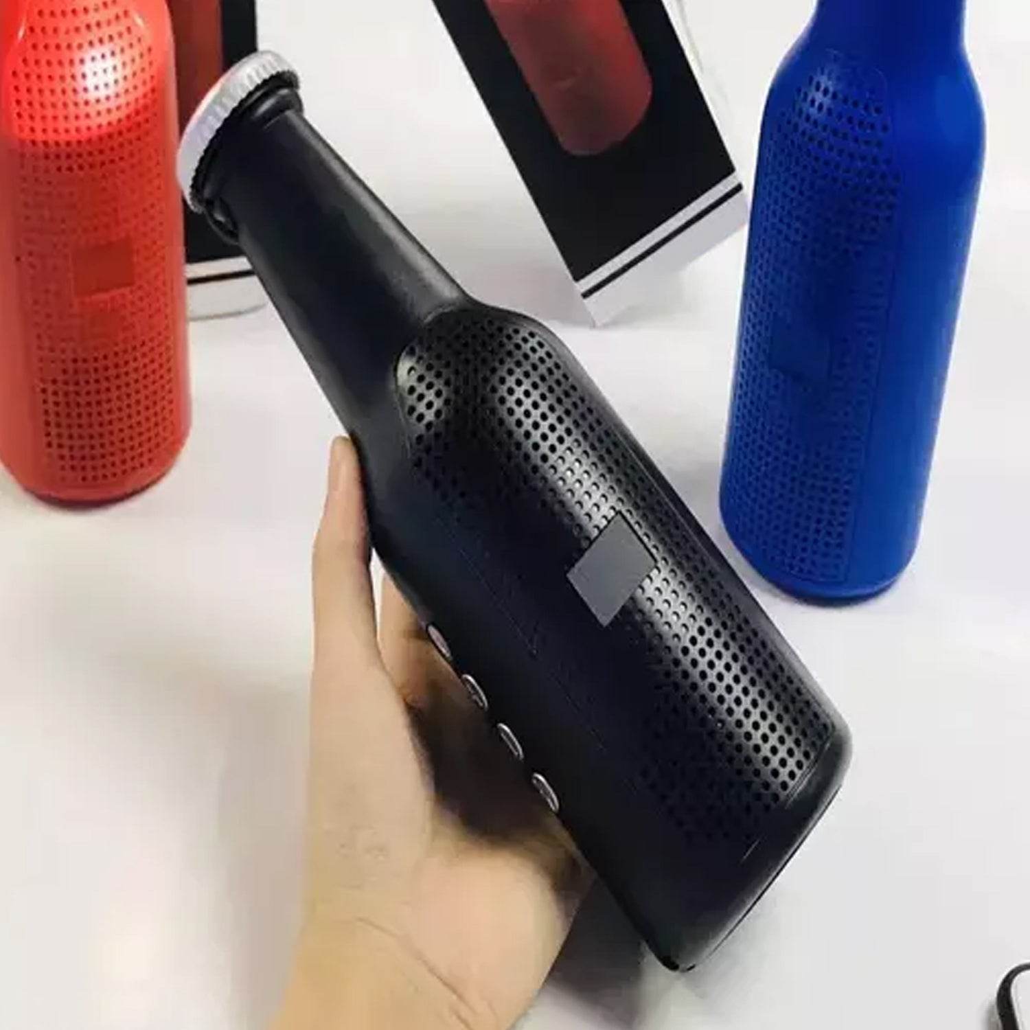 Bottle-Shaped Wireless Bluetooth Speaker with FM, USB & AUX Support - infinityexculsivestore.com