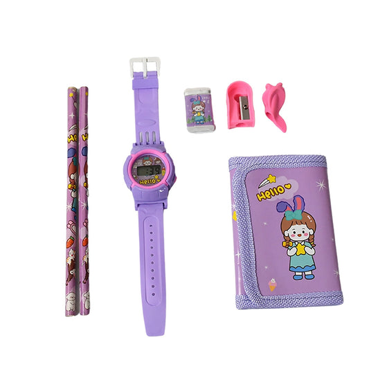 Stationery Set for Girls and Boys | Kids Return Gift - 7 In 1 School Items For Kids - Pencils, Eraser, Sharpener, Pouch, Pencil Extender | Birthday Gift Idea Stationary Kit Set for School Kids (Pack of 7 Pcs Set) - infinityexculsivestore.com