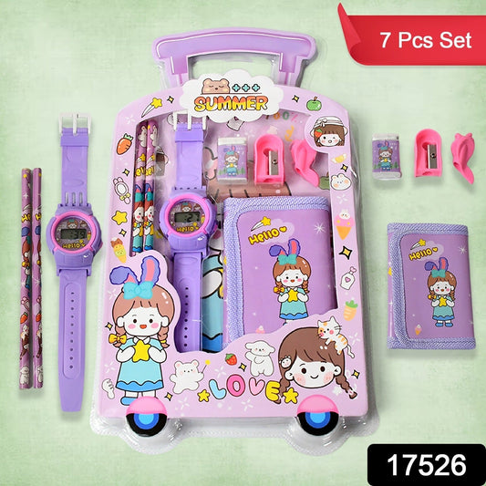 Stationery Set for Girls and Boys | Kids Return Gift - 7 In 1 School Items For Kids - Pencils, Eraser, Sharpener, Pouch, Pencil Extender | Birthday Gift Idea Stationary Kit Set for School Kids (Pack of 7 Pcs Set) - infinityexculsivestore.com