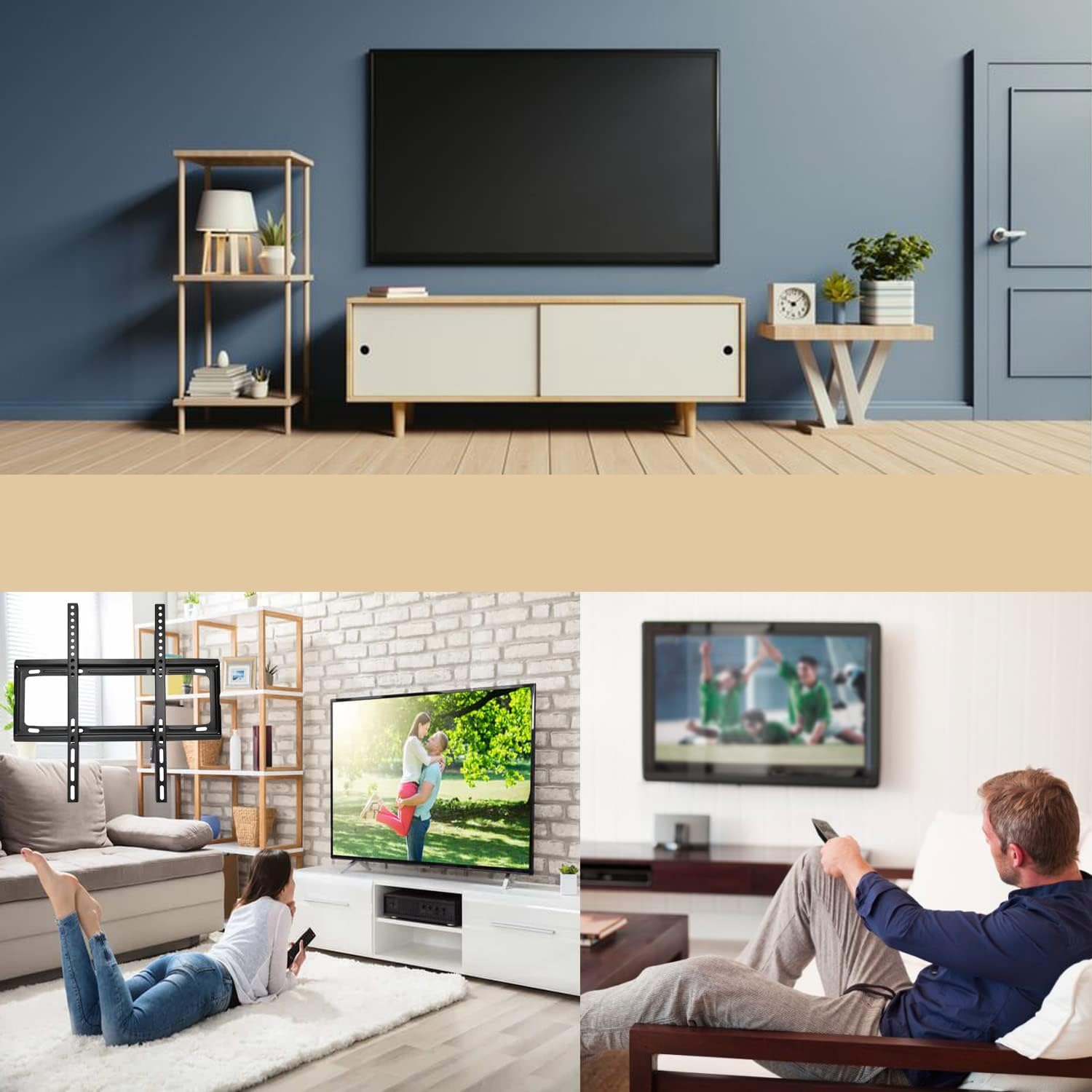 TV Wall Bracket Mount Slim Monitor Stand for 26 x 63, LCD LED 3D plasma Flat TVs Full Motion Heavy - Duty Wall Bracket, Sturdy and Strong Flat Screen Design TV Wall Mount (46cmx20cm) - infinityexculsivestore.com