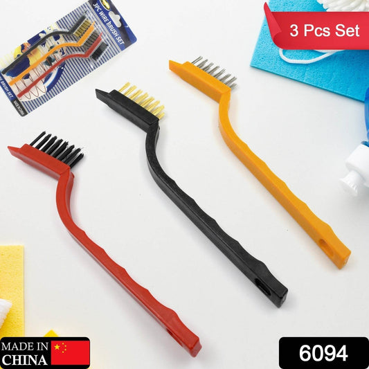3pc Mini Wire Brush Set Brass Nylon Stainless Steel Bristles Household Cleaning Brush for Gas Stove, Smoke Machine Tool Burner Tiles Tap Rust Removal Welding Slag Dirt & Paint Scrubbing (3 Pcs Set) - infinityexculsivestore.com