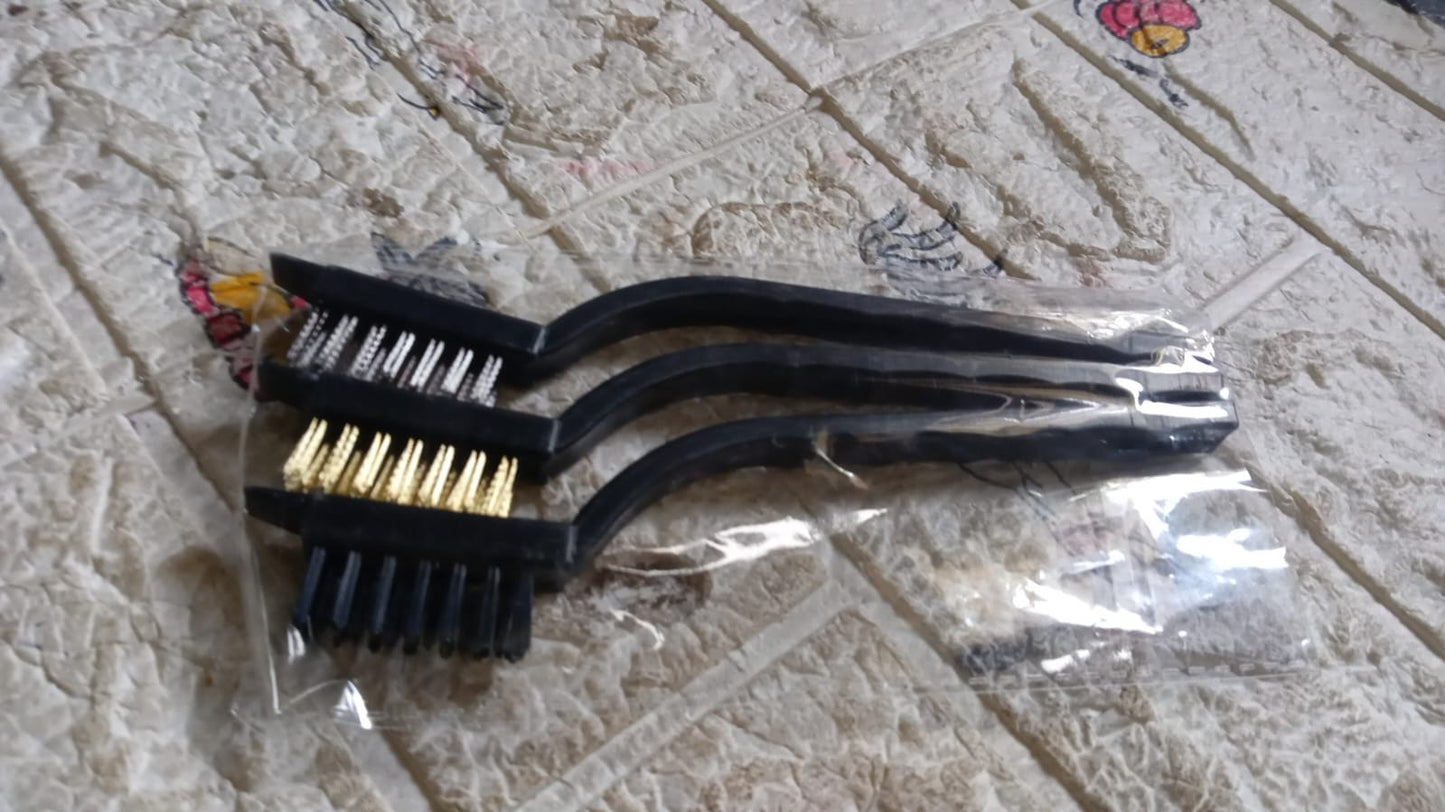 Mini Wire Brush Set Brass Nylon Stainless Steel Bristles Household Cleaning Brush for Gas Stove, Smoke Machine Tool Burner Tiles Tap Rust Removal Welding Slag Dirt & Paint Scrubbing (3 Pcs Set) - infinityexculsivestore.com