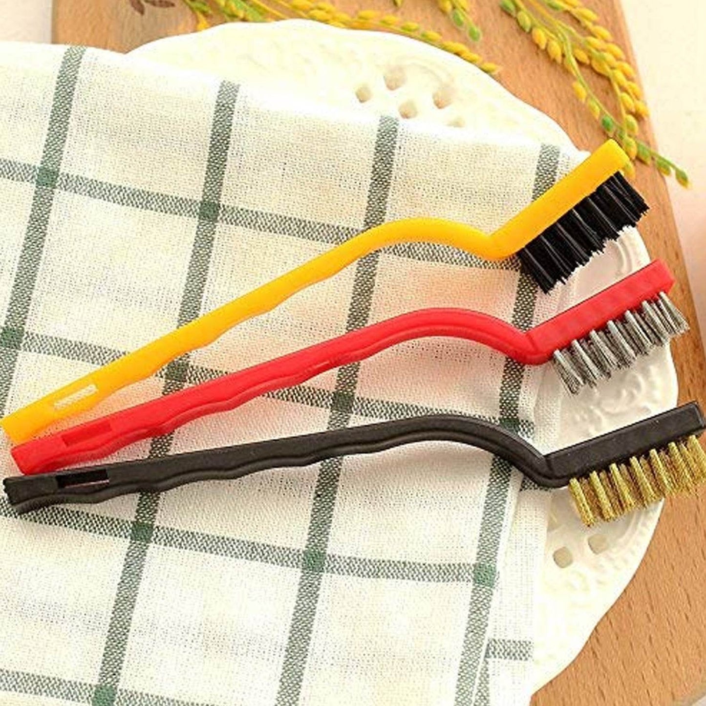 3pc Mini Wire Brush Set Brass Nylon Stainless Steel Bristles Household Cleaning Brush for Gas Stove, Smoke Machine Tool Burner Tiles Tap Rust Removal Welding Slag Dirt & Paint Scrubbing (3 Pcs Set) - infinityexculsivestore.com