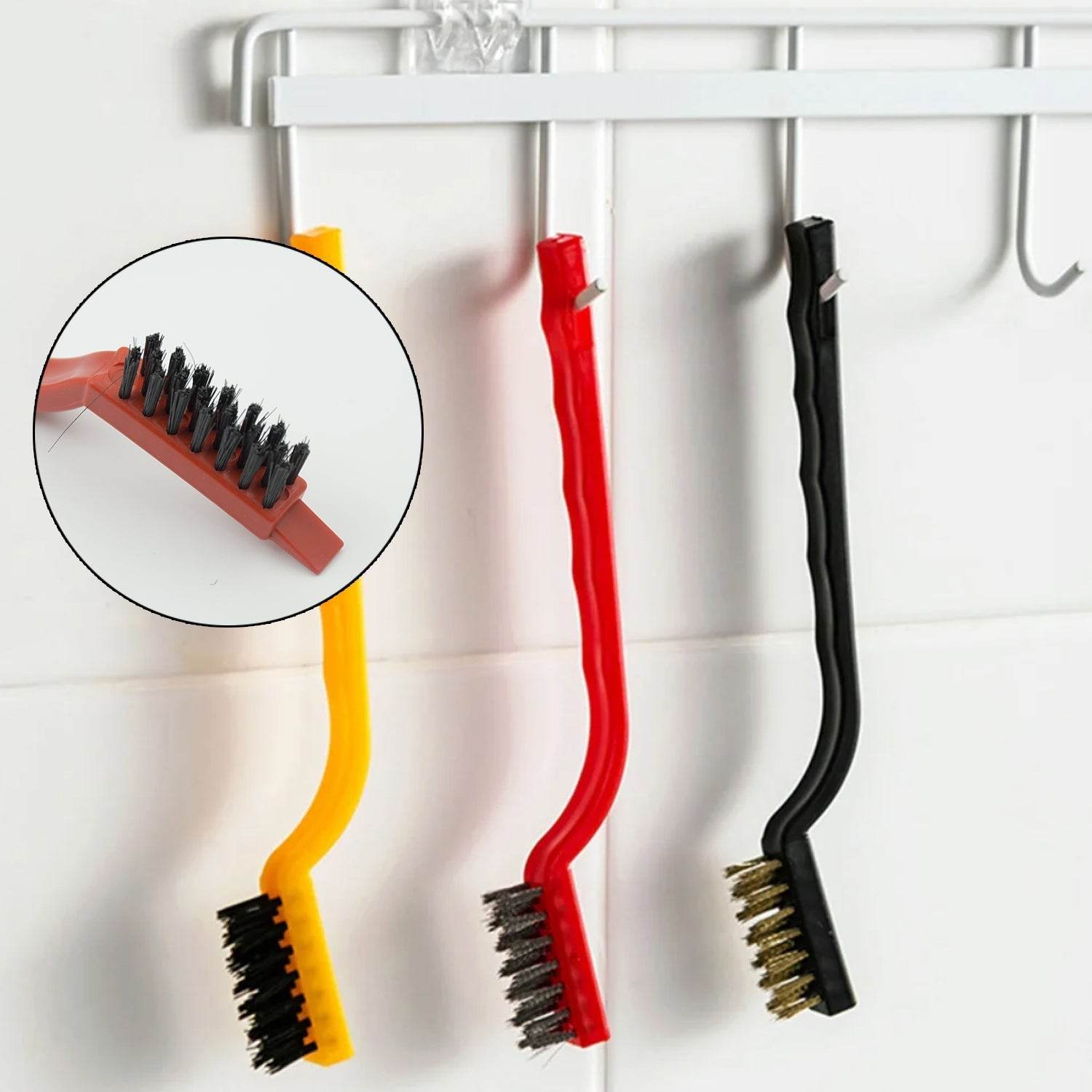 3pc Mini Wire Brush Set Brass Nylon Stainless Steel Bristles Household Cleaning Brush for Gas Stove, Smoke Machine Tool Burner Tiles Tap Rust Removal Welding Slag Dirt & Paint Scrubbing (3 Pcs Set) - infinityexculsivestore.com