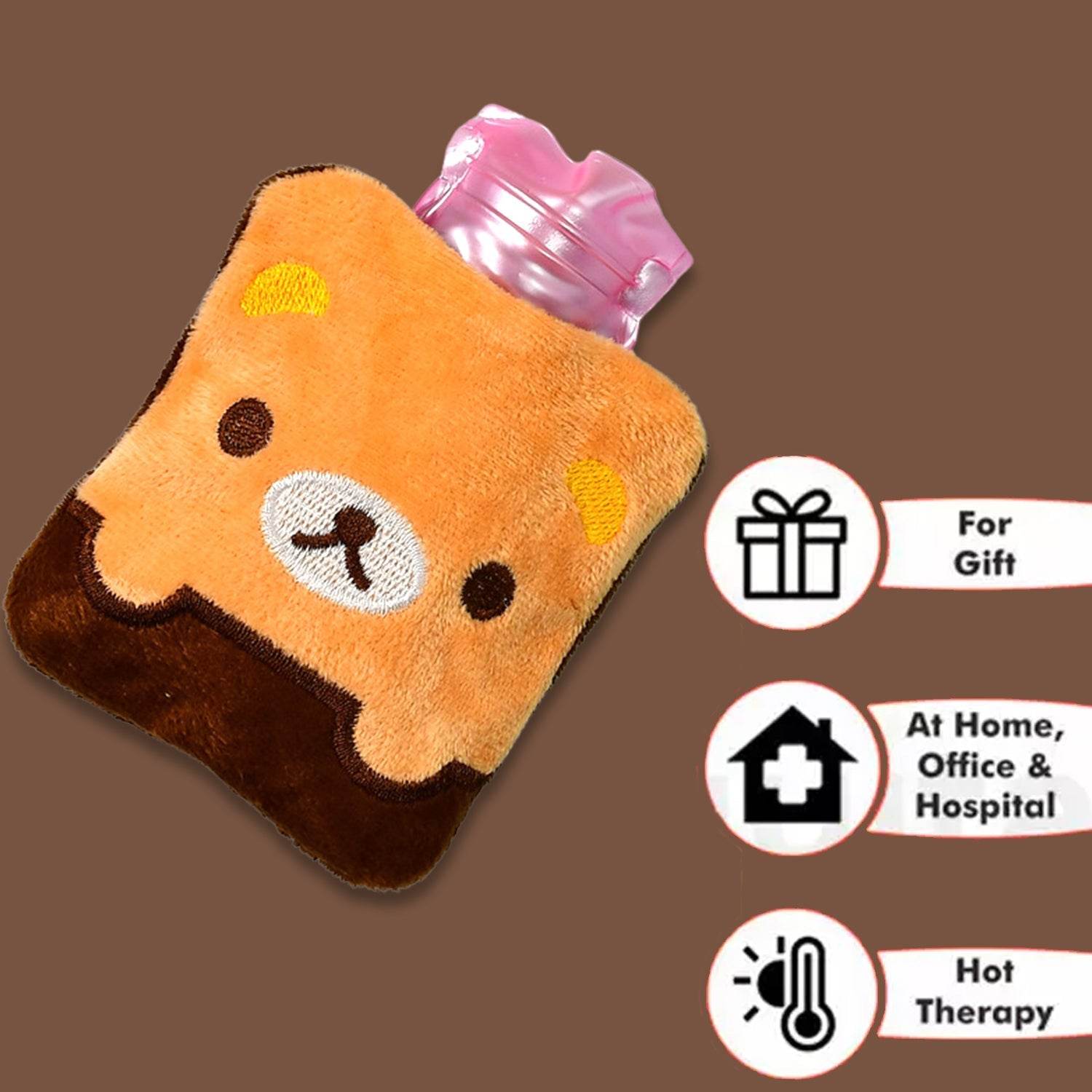 Brown Panda Print small Hot Water Bag with Cover for Pain Relief, Neck, Shoulder Pain and Hand, Feet Warmer, Menstrual Cramps. - infinityexculsivestore.com