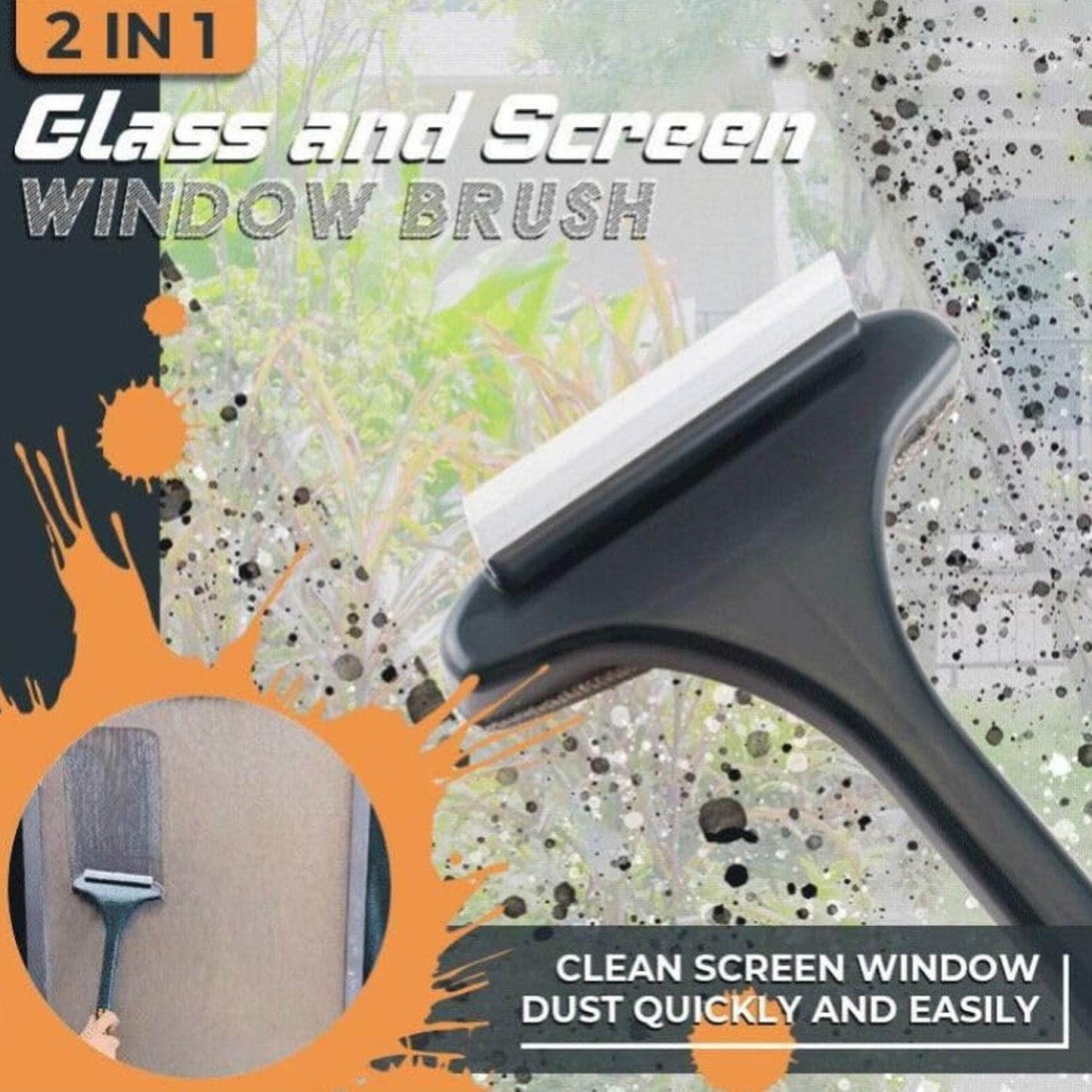 Brush 2 in 1 Mesh Cleaning Brush & Wiper with Extended Handle Window Cleaning Brush Net Cleaner,Magic Window Cleaner Brush, Window Mesh Cleaner (1 Pc) - infinityexculsivestore.com