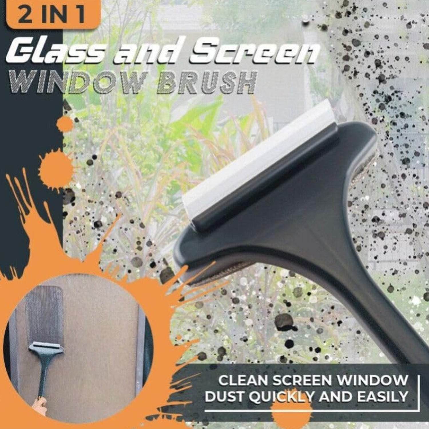 Brush 2 in 1 Mesh Cleaning Brush & Wiper with Extended Handle Window Cleaning Brush Net Cleaner,Magic Window Cleaner Brush, Window Mesh Cleaner (1 Pc) - infinityexculsivestore.com