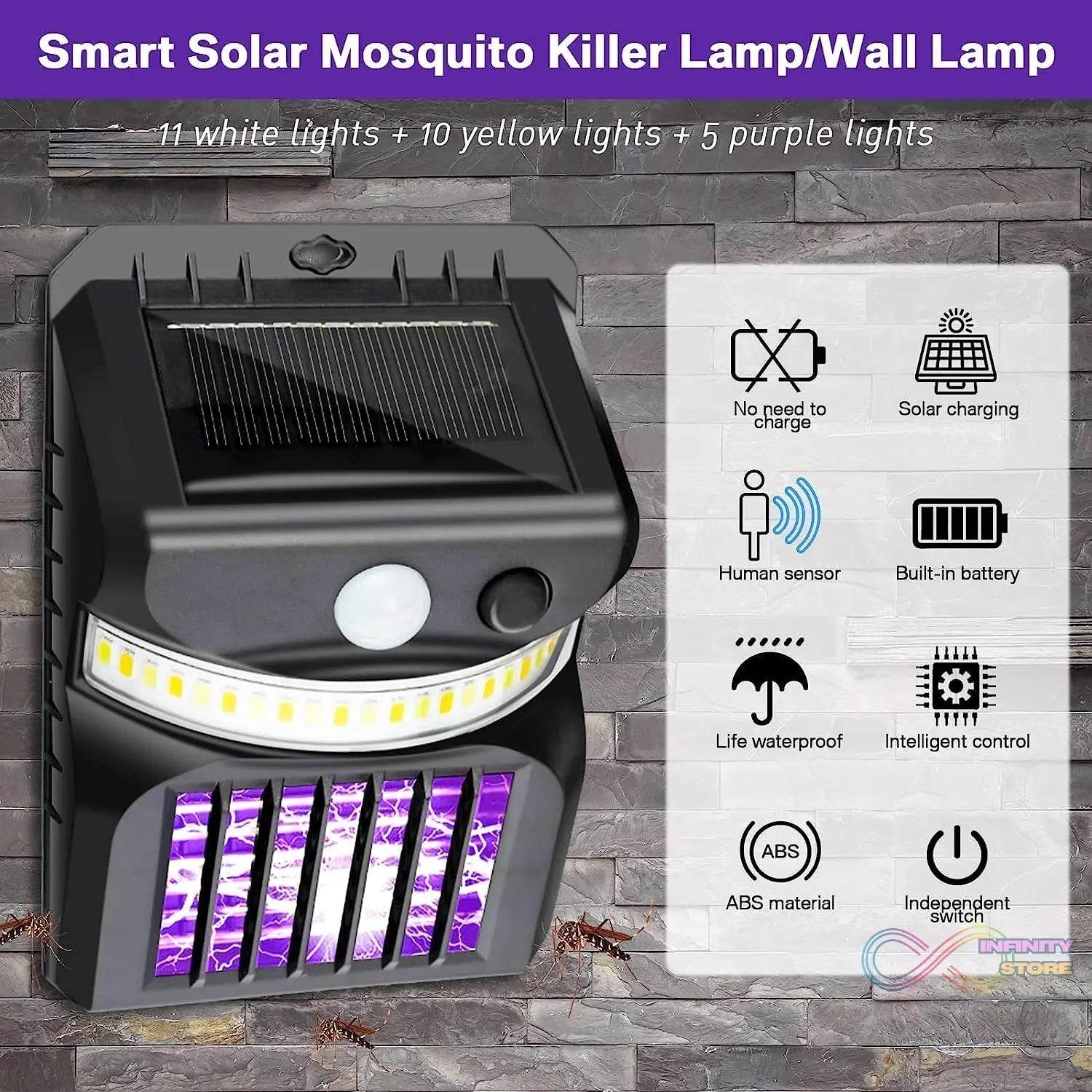 Bug Zapper Outdoor 2 in 1 Solar Mosquito Zapper Lamps (1 Pc) - infinityexculsivestore.com