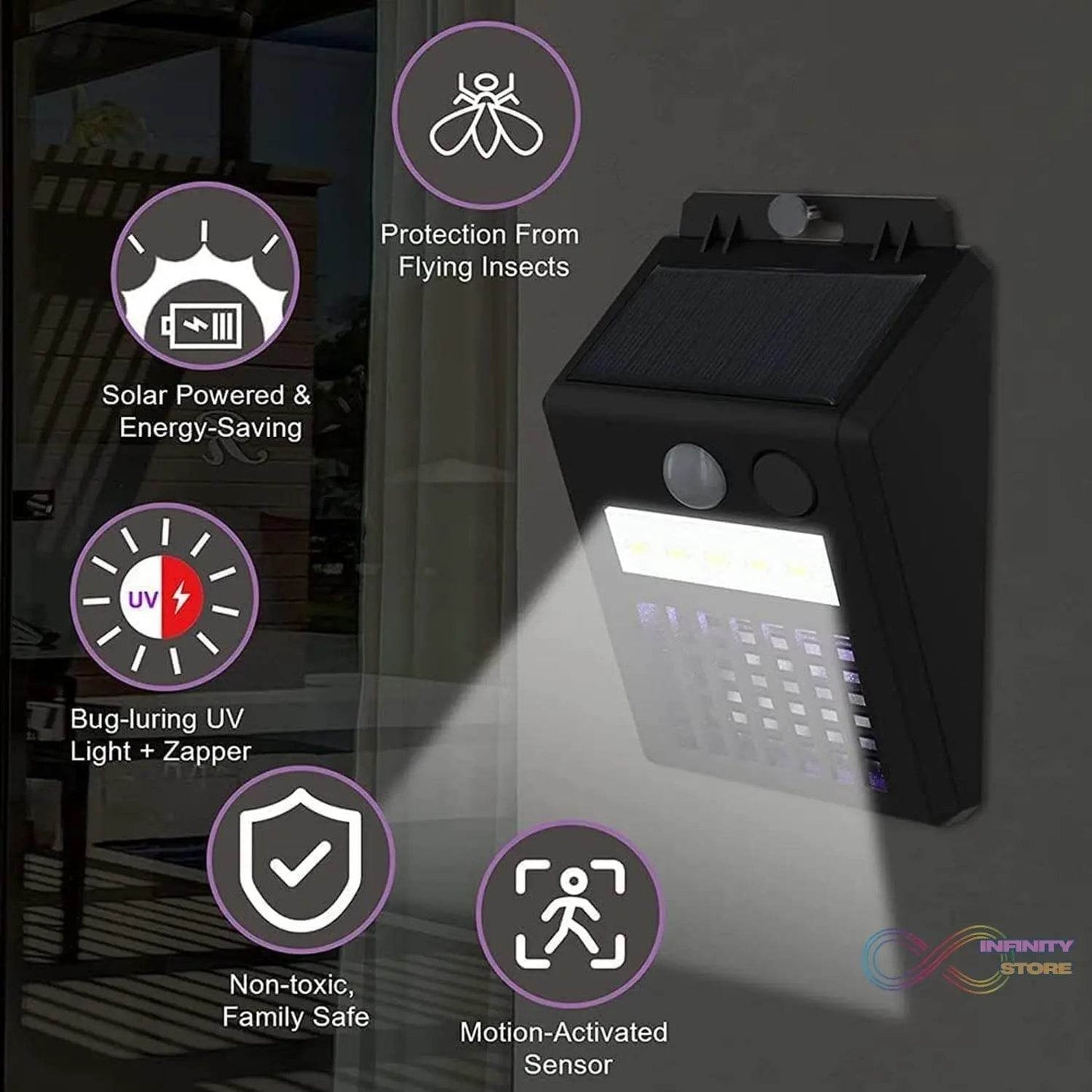 Bug Zapper Outdoor 2 in 1 Solar Mosquito Zapper Lamps (1 Pc) - infinityexculsivestore.com