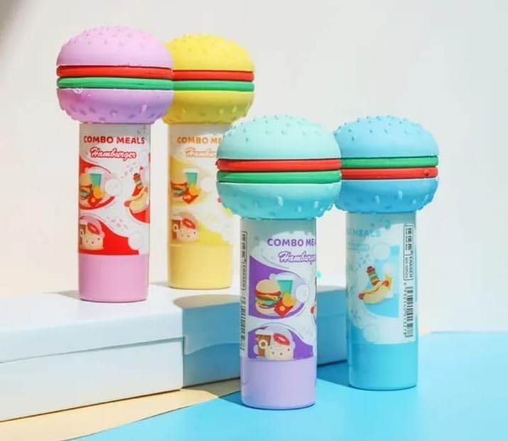 Burger Shape 3D Erasers Cum Sharpener Birth Day Return Gift Party Idea for Kids Birthday (Pack of 06 Pcs) - infinityexculsivestore.com