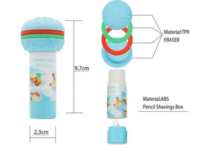 Burger Shape 3D Erasers Cum Sharpener Birth Day Return Gift Party Idea for Kids Birthday (Pack of 06 Pcs) - infinityexculsivestore.com