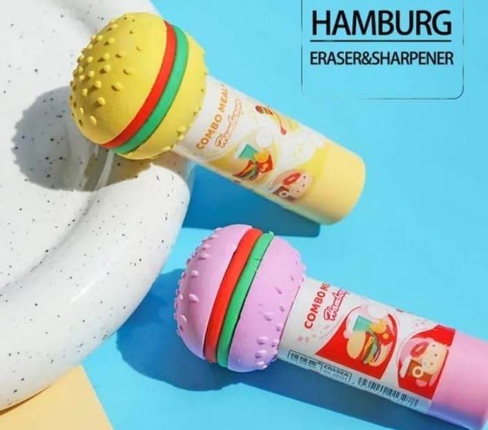 Burger Shape 3D Erasers Cum Sharpener Birth Day Return Gift Party Idea for Kids Birthday (Pack of 06 Pcs) - infinityexculsivestore.com