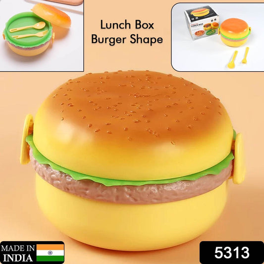 Burger Shape Lunch Box Plastic Lunch Box Food Container Sets Double Layer Lunchbox 1000ml With 2 Spoon Applicable to Kids and Elementary School Students - infinityexculsivestore.com