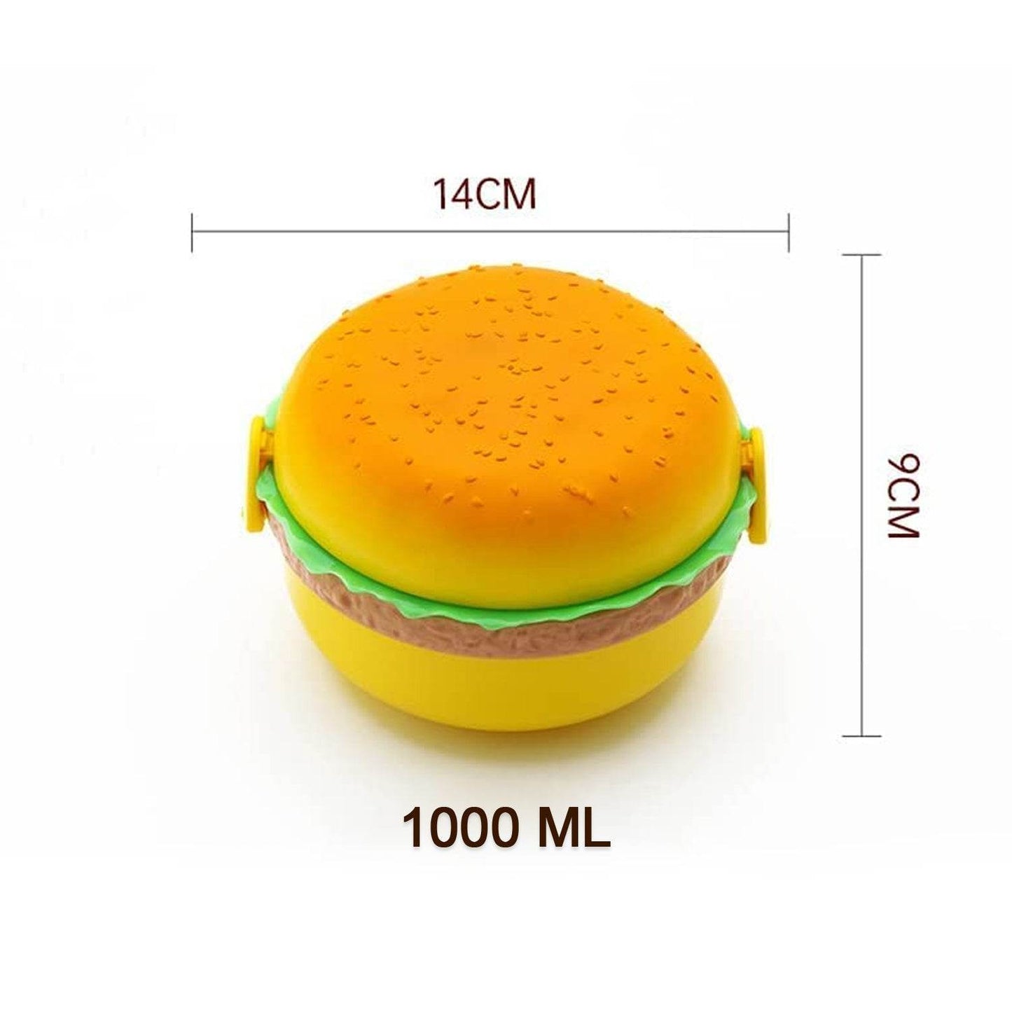 Burger Shape Lunch Box Plastic Lunch Box Food Container Sets Double Layer Lunchbox 1000ml With 2 Spoon Applicable to Kids and Elementary School Students - infinityexculsivestore.com