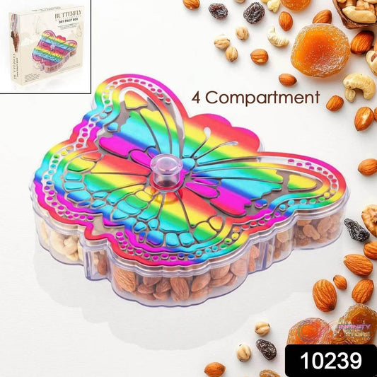 Butterfly Shape 4 Compartment Multipurpose Box | Dry Fruit Box (1 Pc) - infinityexculsivestore.com