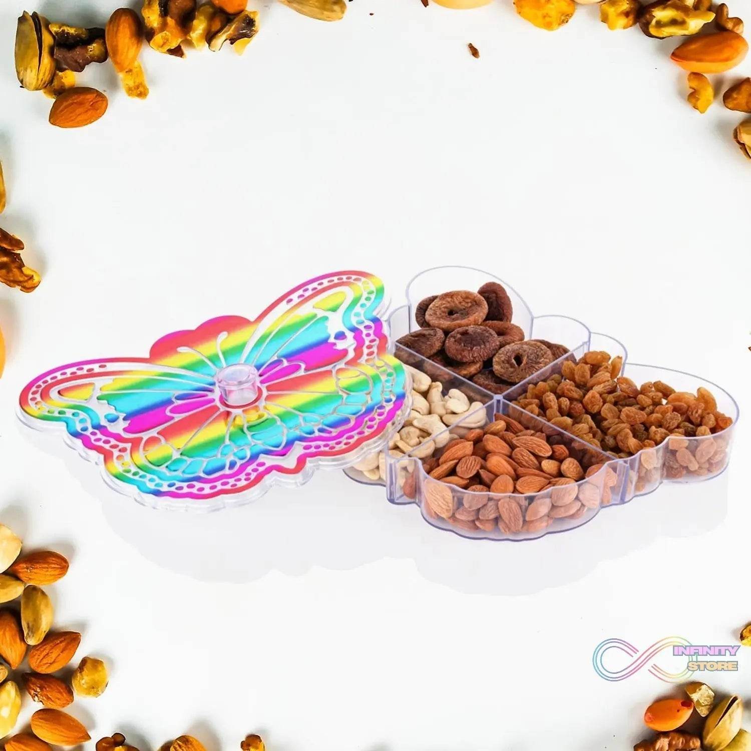 Butterfly Shape 4 Compartment Multipurpose Box | Dry Fruit Box (1 Pc) - infinityexculsivestore.com