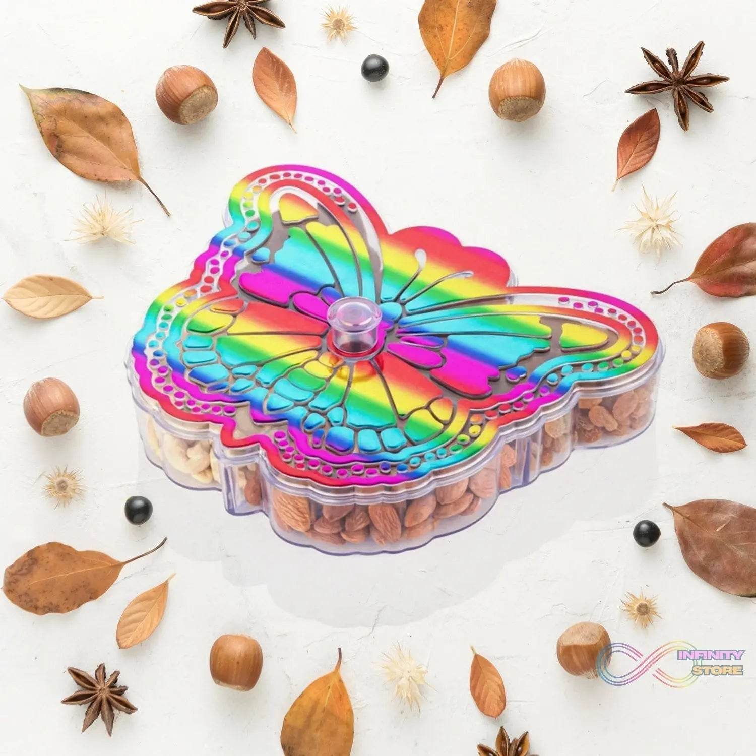 Butterfly Shape 4 Compartment Multipurpose Box | Dry Fruit Box (1 Pc) - infinityexculsivestore.com