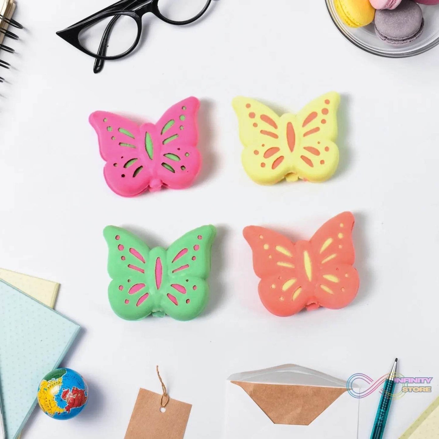 Butterfly Shape Eraser Rubber (1 Pc / Mix Colour & Design) - infinityexculsivestore.com