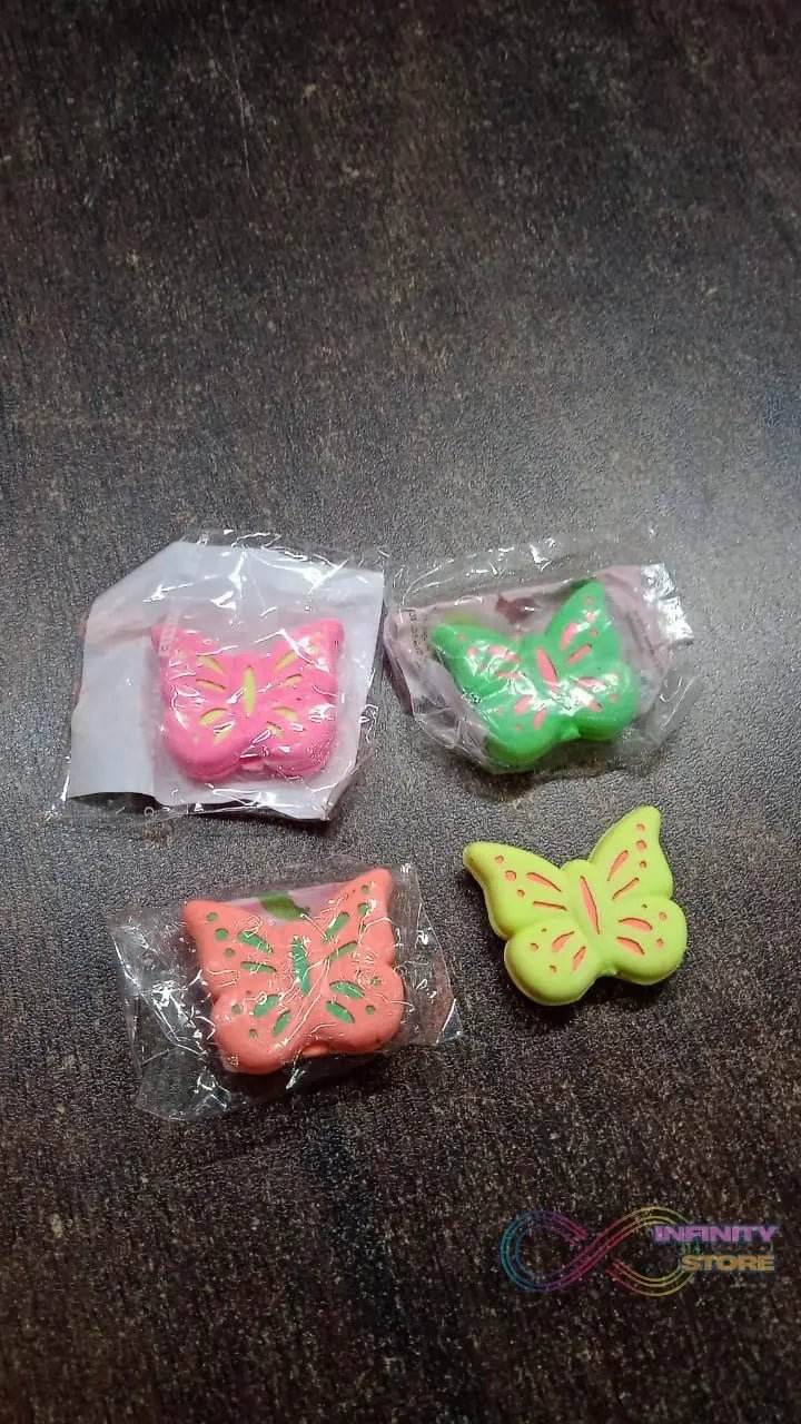 Butterfly Shape Eraser Rubber (1 Pc / Mix Colour & Design) - infinityexculsivestore.com
