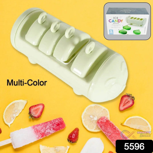 CARTOON SHAPE MOLD ICE CANDY, POPSICLE MOLD ICE, PLASTIC ICE CANDY MAKER KULFI MAKER MOLDS SET WITH 4 CUPS (1 PC / MULTICOLOR) - infinityexculsivestore.com
