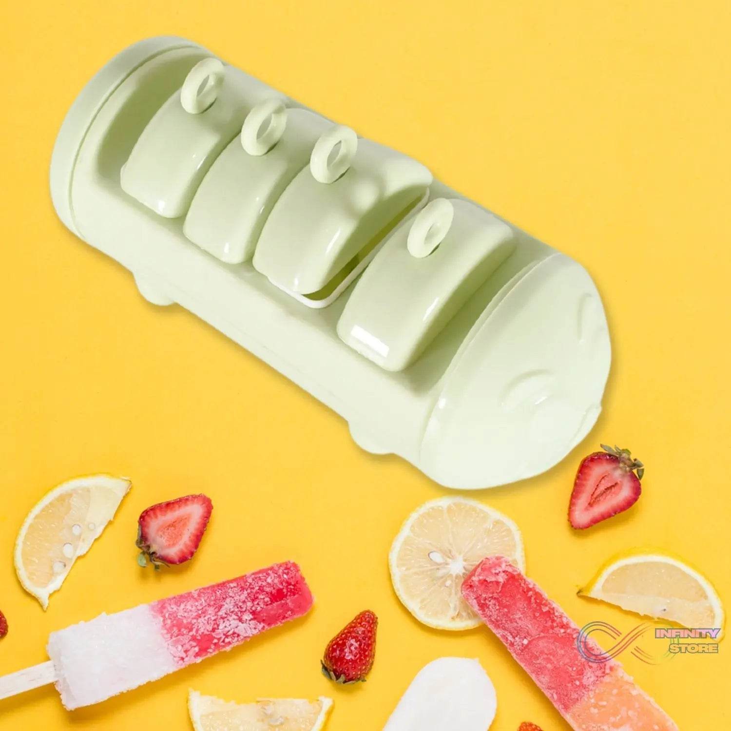 CARTOON SHAPE MOLD ICE CANDY, POPSICLE MOLD ICE, PLASTIC ICE CANDY MAKER KULFI MAKER MOLDS SET WITH 4 CUPS (1 PC / MULTICOLOR) - infinityexculsivestore.com