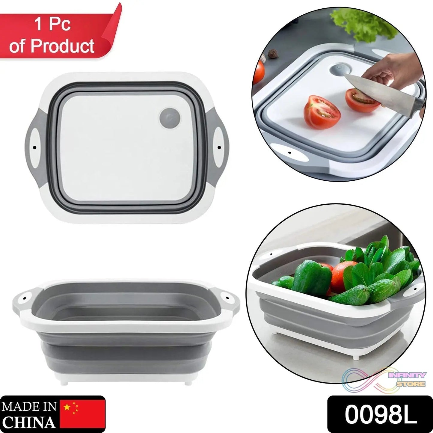 COLLAPSIBLE CUTTING BOARD WITH DISH TUB BASKET For Kitchen Use ( 1 Pcs ) - infinityexculsivestore.com