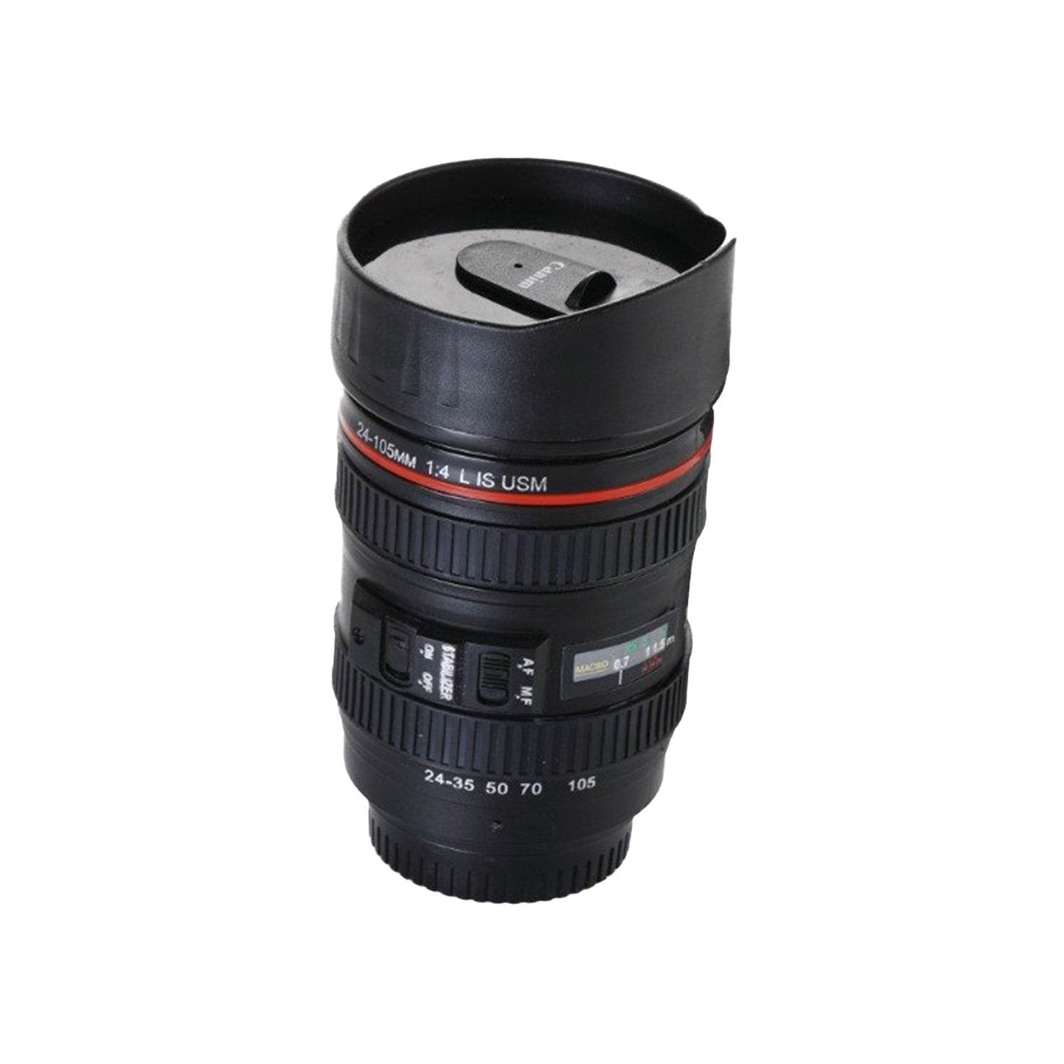 Camera Lens Shaped Coffee Mug Flask With Lid - infinityexculsivestore.com