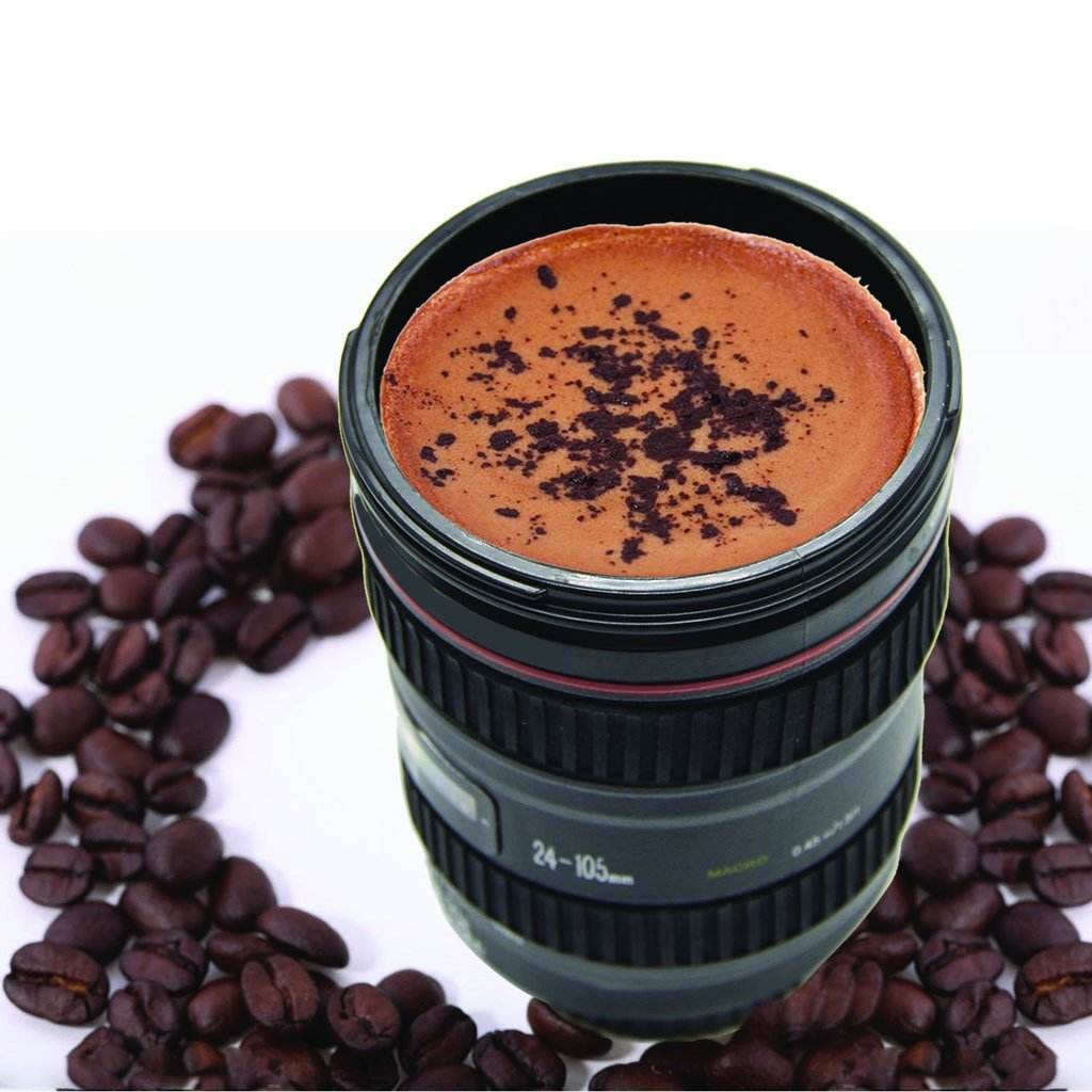 Camera Lens Shaped Coffee Mug Flask With Lid - infinityexculsivestore.com