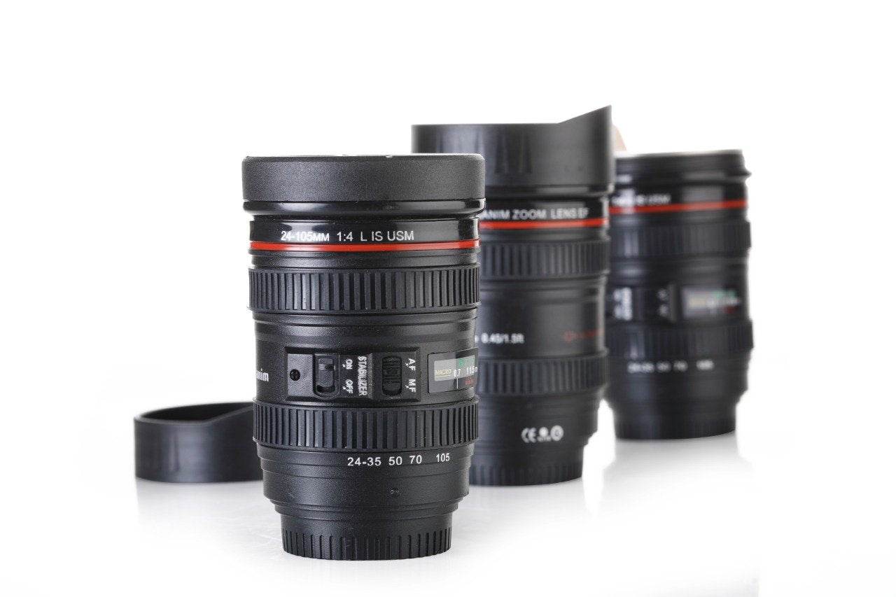 Camera Lens Shaped Coffee Mug Flask With Lid - infinityexculsivestore.com