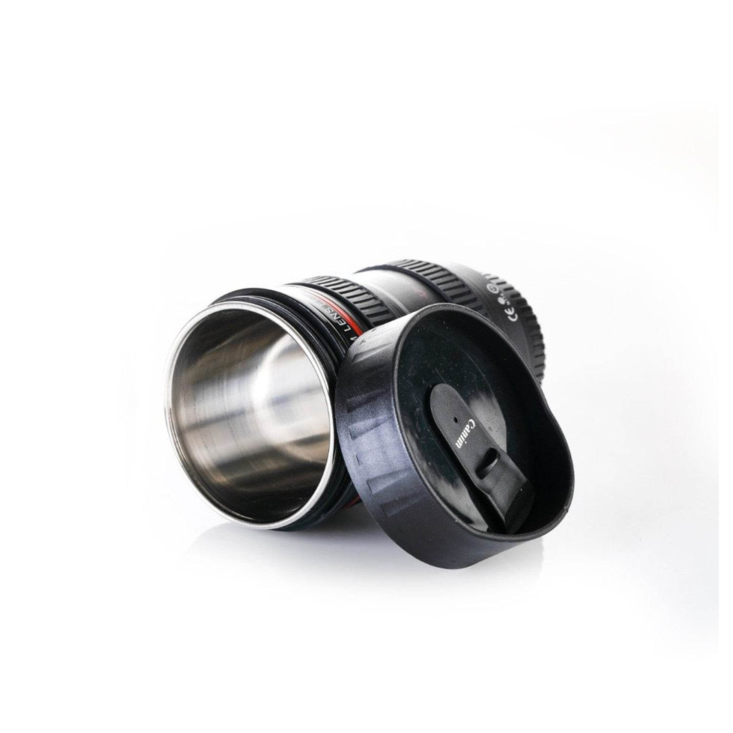 Camera Lens Shaped Coffee Mug Flask With Lid - infinityexculsivestore.com