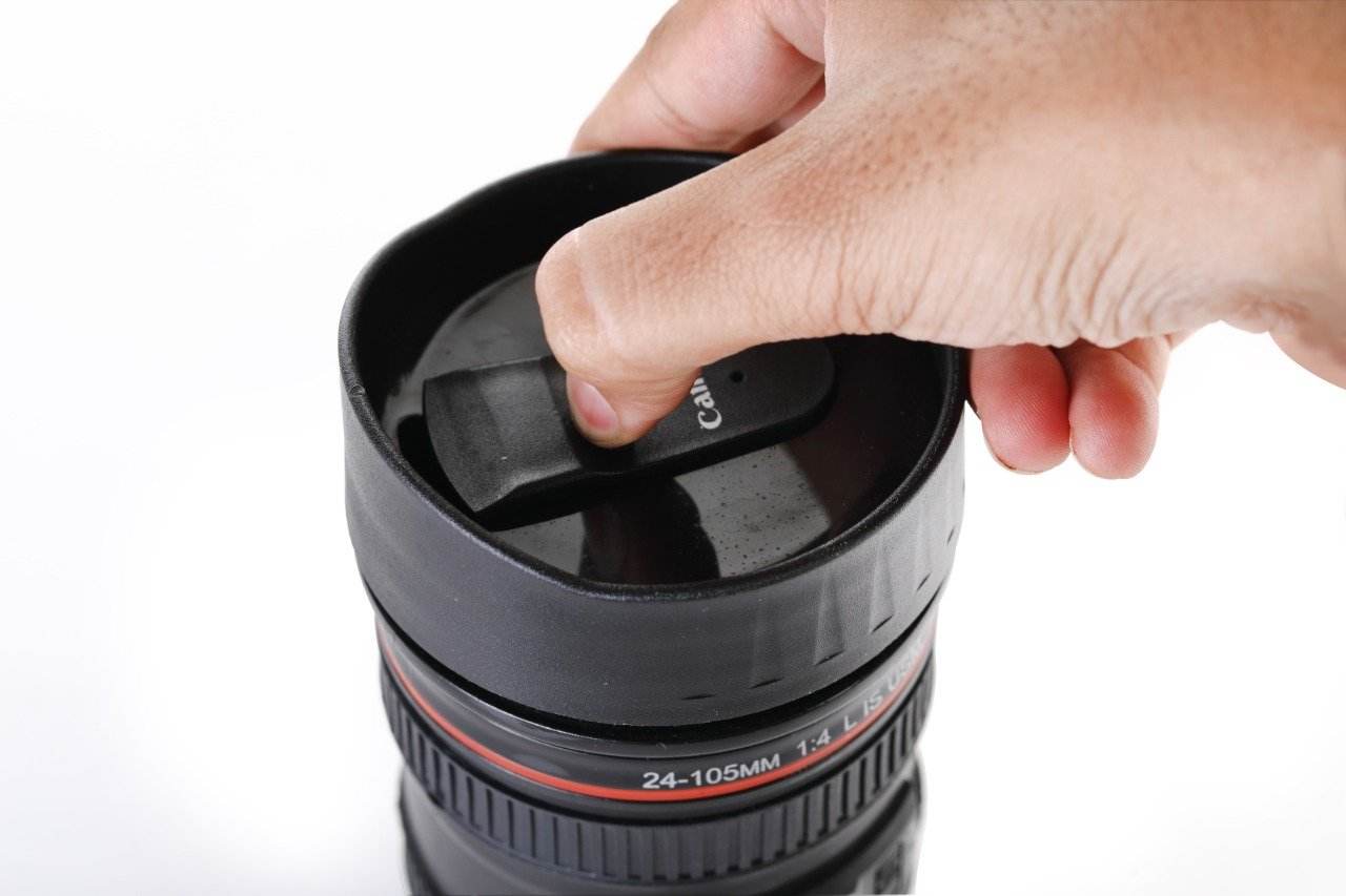 Camera Lens Shaped Coffee Mug Flask With Lid - infinityexculsivestore.com
