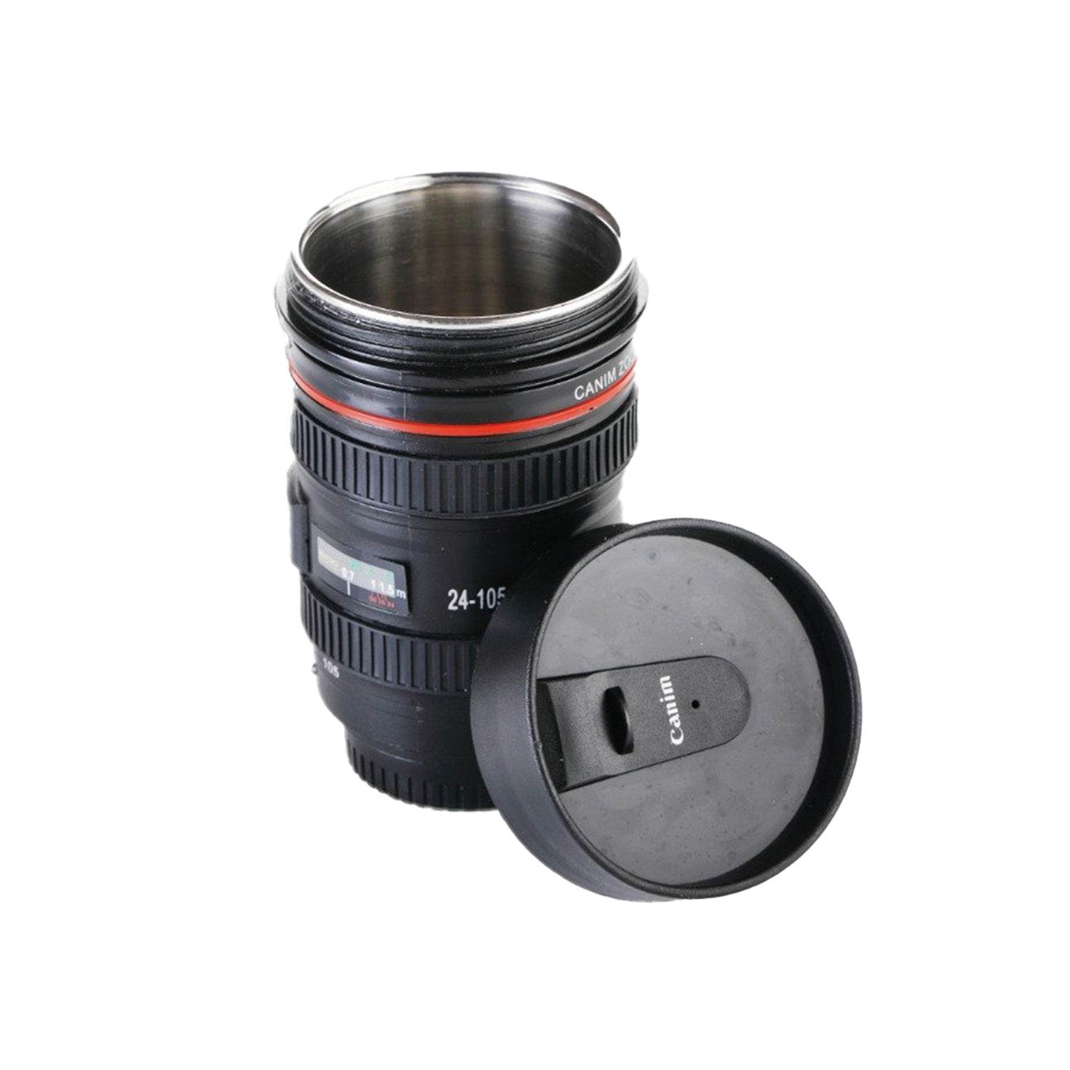 Camera Lens Shaped Coffee Mug Flask With Lid - infinityexculsivestore.com