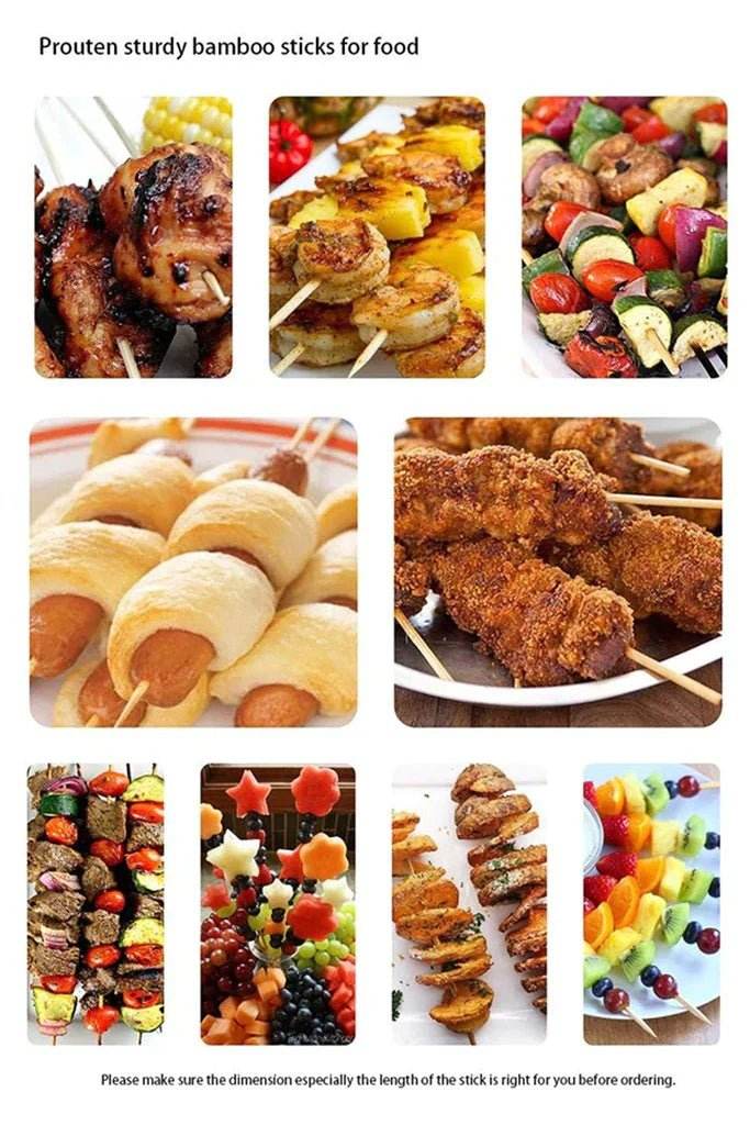 Camping Wooden Color Bamboo BBQ Skewers Barbecue Shish Kabob Sticks Fruit Kebab Meat Party Fountain Bamboo BBQ Sticks Skewers Wooden (30cm) - infinityexculsivestore.com