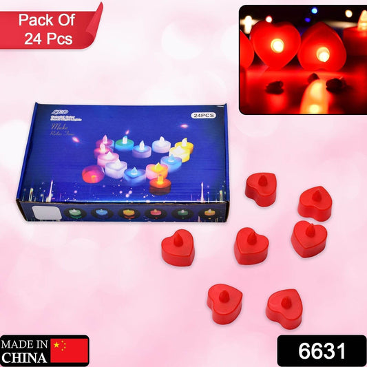 Flameless Candles LED Heart Shape Tea Light Candles Multi Color Electrical Diya Candles Battery Operated Fake Candles for Gift / Home Decoration Diwali Navratri Lighting (Pack of 24) - infinityexculsivestore.com