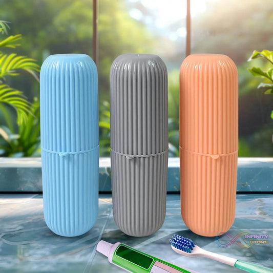 Capsule Shape Travel Toothbrush Toothpaste Case Holder (Multicolor / 3 Pcs Set) - infinityexculsivestore.com