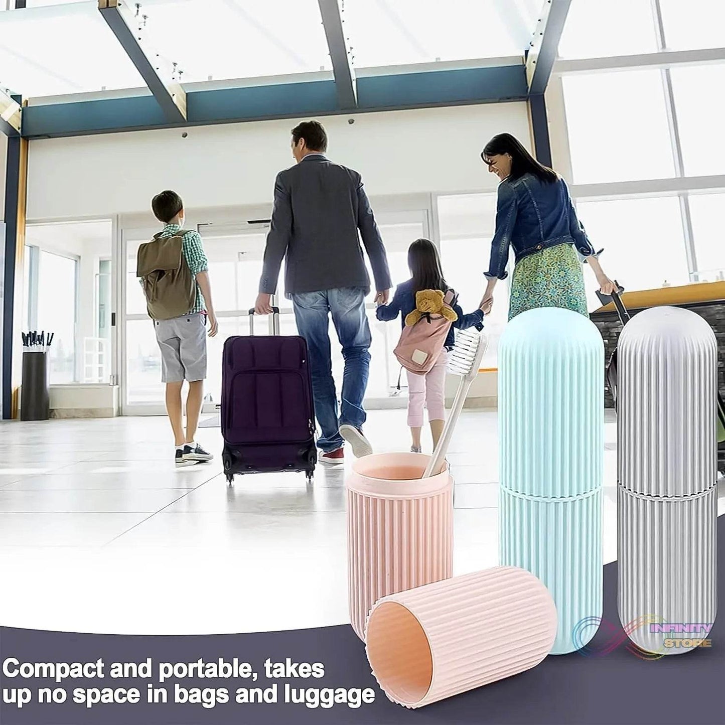 Capsule Shape Travel Toothbrush Toothpaste Case Holder (Multicolor / 3 Pcs Set) - infinityexculsivestore.com