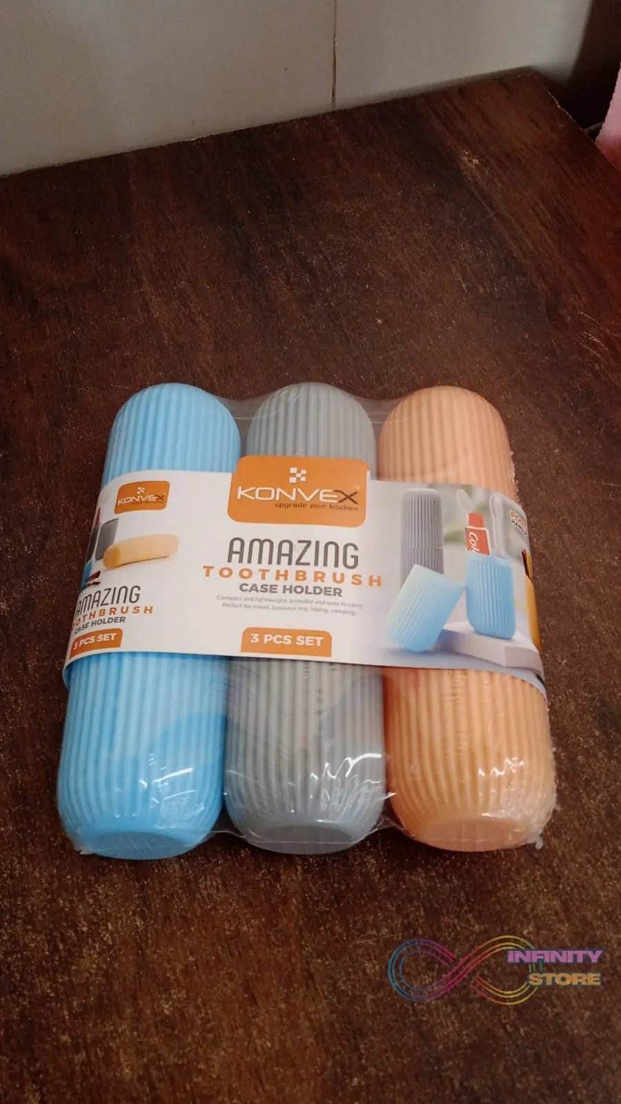 Capsule Shape Travel Toothbrush Toothpaste Case Holder (Multicolor / 3 Pcs Set) - infinityexculsivestore.com