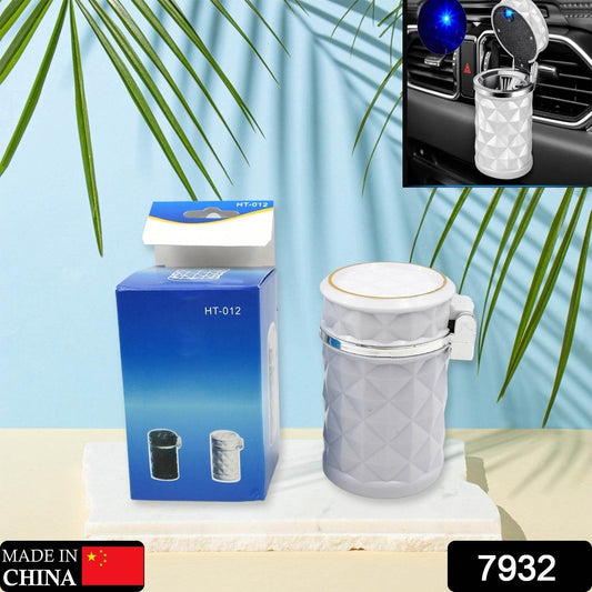Car Cupholder Travel Ashtray with Lid and LED Light, Portable with Blue LED Light Ideal Decorative Cigar Ash Bucket, Cigarette Ashtray, Car Waste Bin - infinityexculsivestore.com