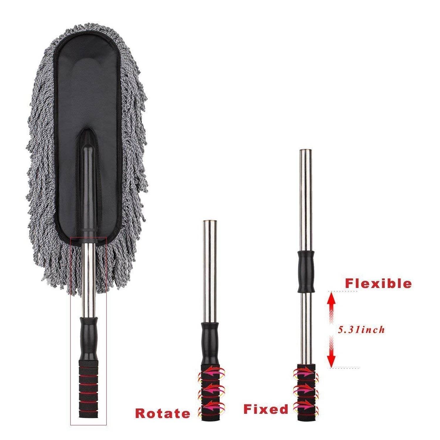 Car Duster, Long Retractable / Soft / Non-Slip / Handle Multipurpose Microfiber Wash Brush Vehicle Interior and Exterior Cleaning Kit with for Car, Boats or Home - infinityexculsivestore.com
