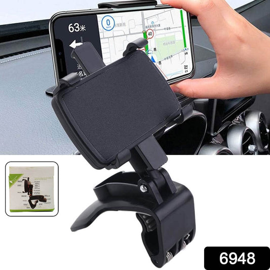 Car Phone Holder Clip Mount 360 Degree Rotation Dashboard Rear View Mirror Sun Visor Smartphone HUD Navigation Fold Stand Plastic Black Compatible For All Smart Phones - infinityexculsivestore.com