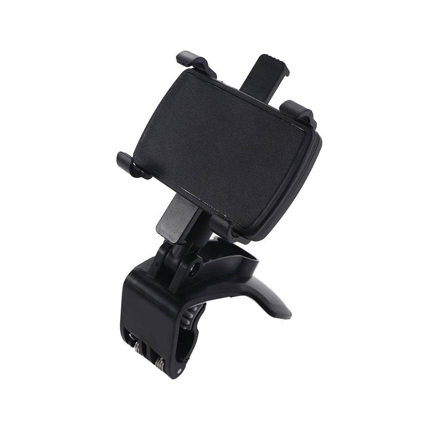 Car Phone Holder Clip Mount 360 Degree Rotation Dashboard Rear View Mirror Sun Visor Smartphone HUD Navigation Fold Stand Plastic Black Compatible For All Smart Phones - infinityexculsivestore.com
