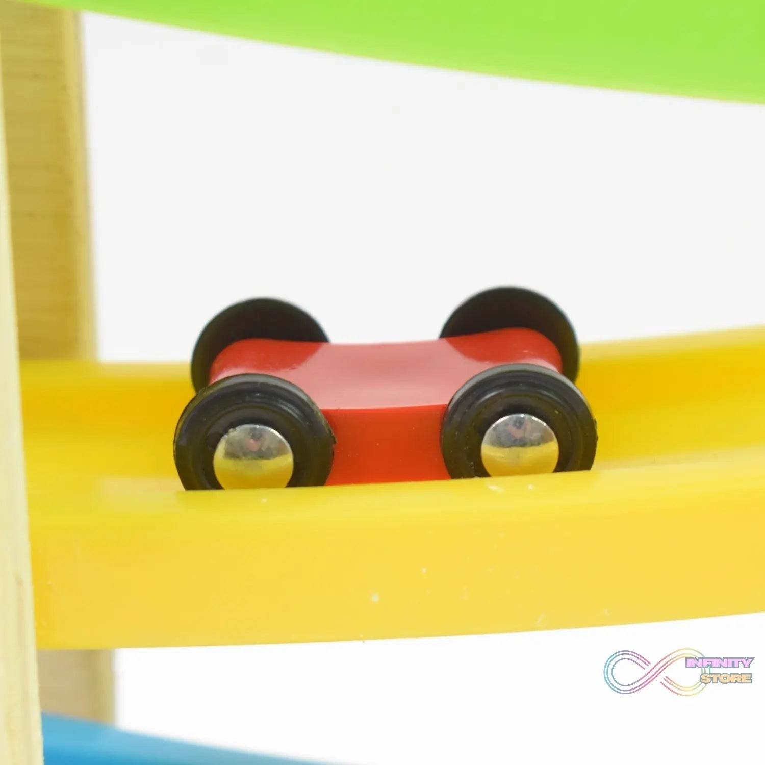 Car Racer Track Play set Wooden Click Clack Toys With 4 Mini Racers (1 Set) - infinityexculsivestore.com
