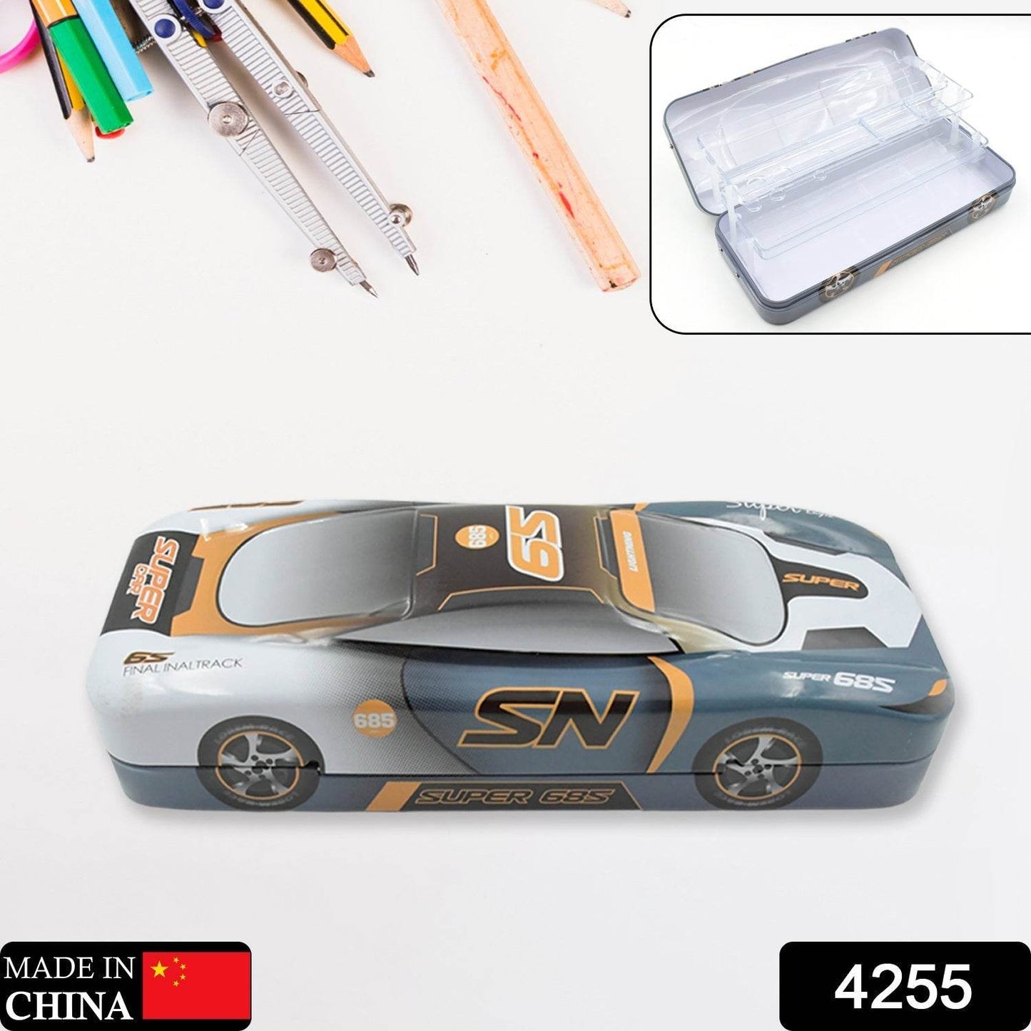 Car Shape Metal Compass Box, Pencil Case for Kids Stationery Compass Box, Stationery Gift for School Kids Compass, Pencil Box, Birthday Return Gift for Kids (1 Pc) - infinityexculsivestore.com