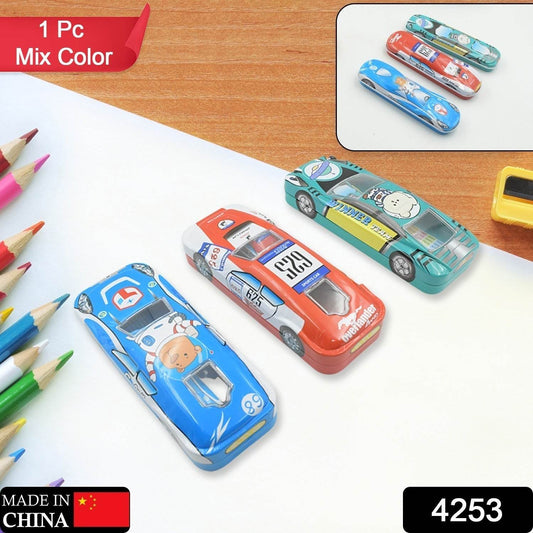 Car-Shaped Metal Compass Box (1 Pc): Pencil Case for Kids, Stationery - infinityexculsivestore.com