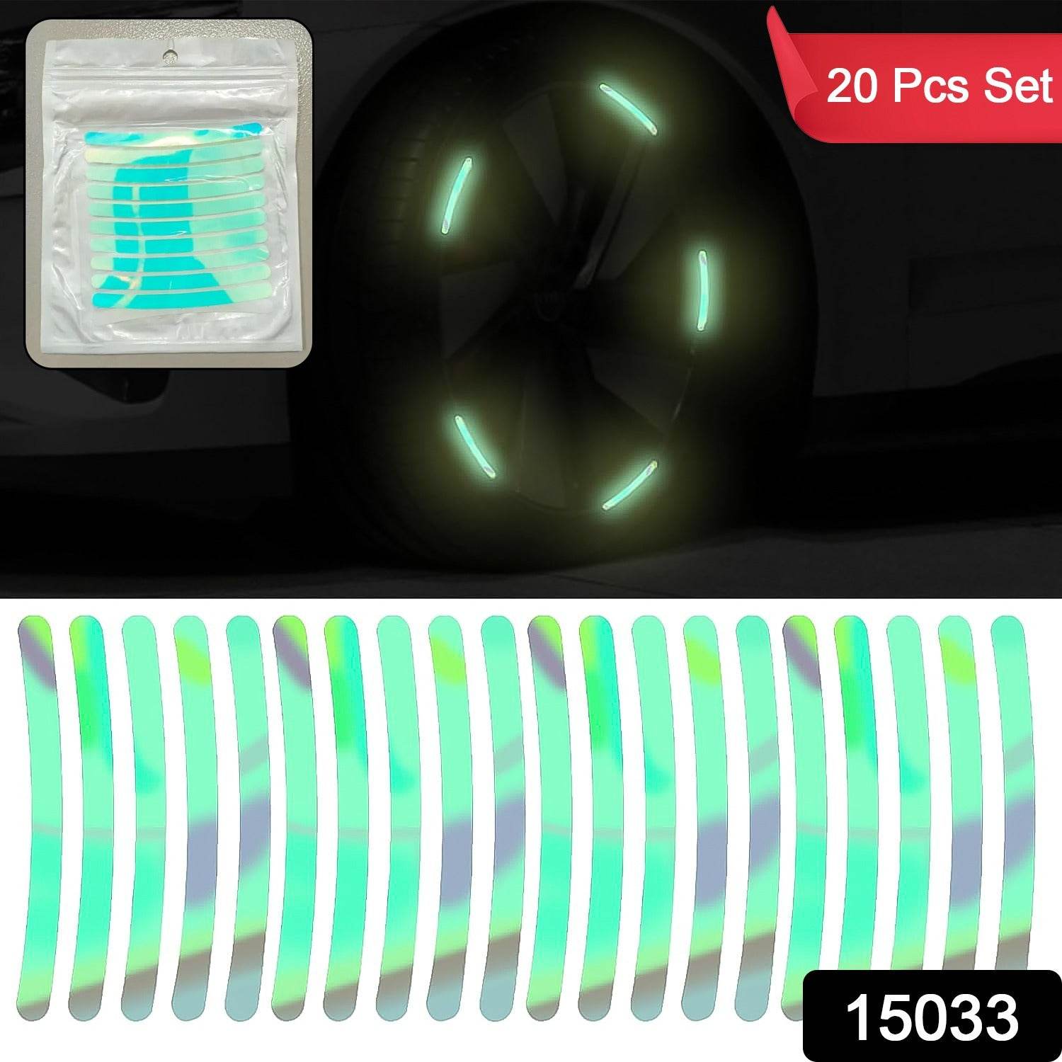 Car Wheel Hub Reflective Car Stickers, Night Warning Stickers (20 Pcs Set/ Multicolored) - infinityexculsivestore.com
